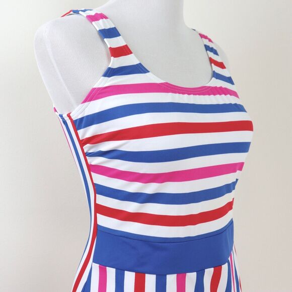 Land's End Size Petite 12 Tugless One Piece Swim Suit Multi Stripe - Picture 6 of 10
